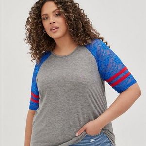 NWT Classic Fit Heritage Slub Crew Neck Lace Sleeve Raglan Tee Size 1
